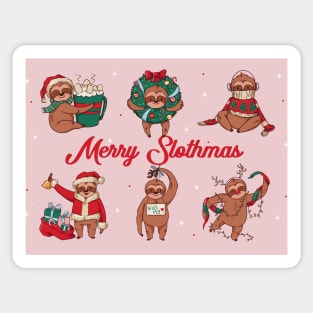 Merry Slothmas // Cute Christmas Sloth Cartoons Sticker